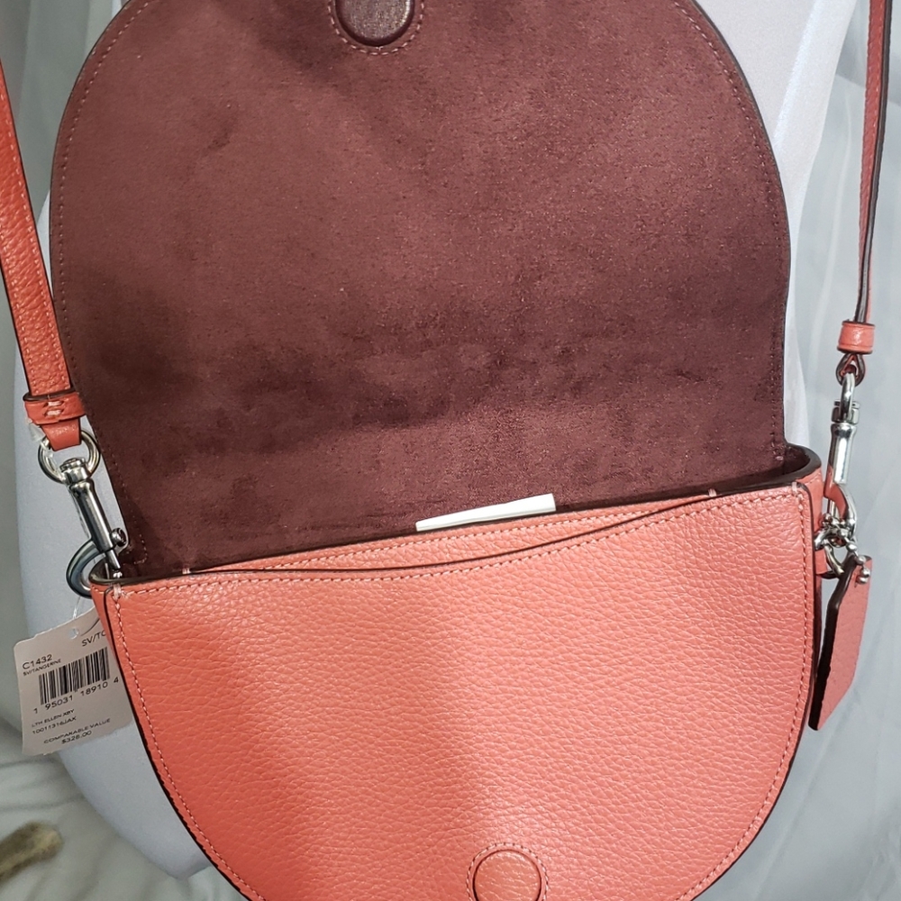 NWT Coach Ellen Crossbody Leather Bag Tangerine - Picture 7 of 13